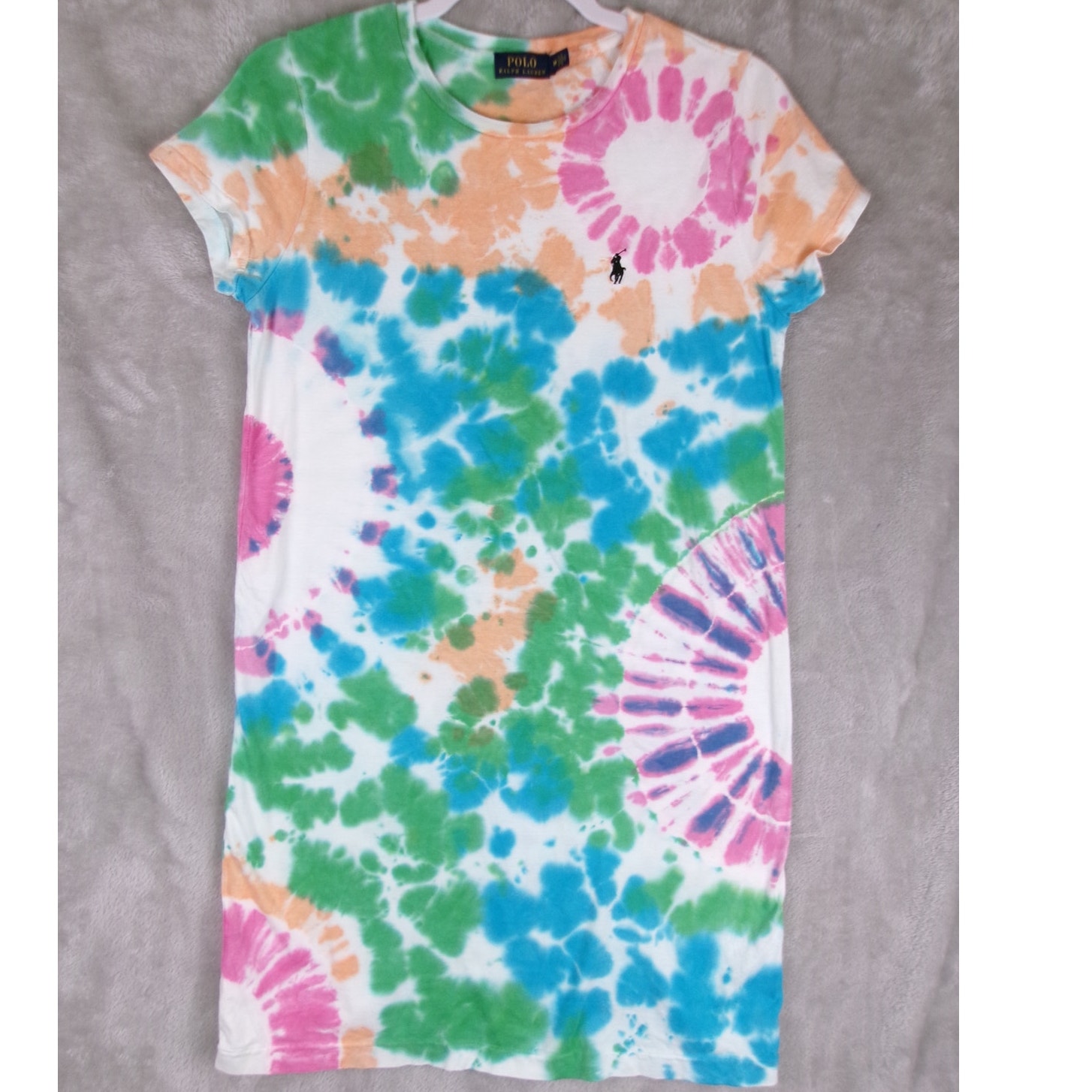 Polo Ralph Lauren Tie Dye T-Shirt Dress Women's Medium Cotton Pony Logo